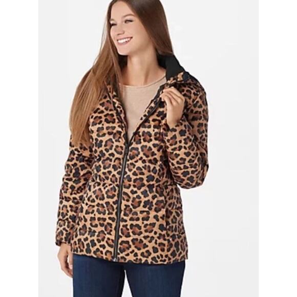 G.I.L.I. Zip Front Fleece Lined Printed Puffer Jacket in Leopard Size 1X NWOT - Picture 2 of 11
